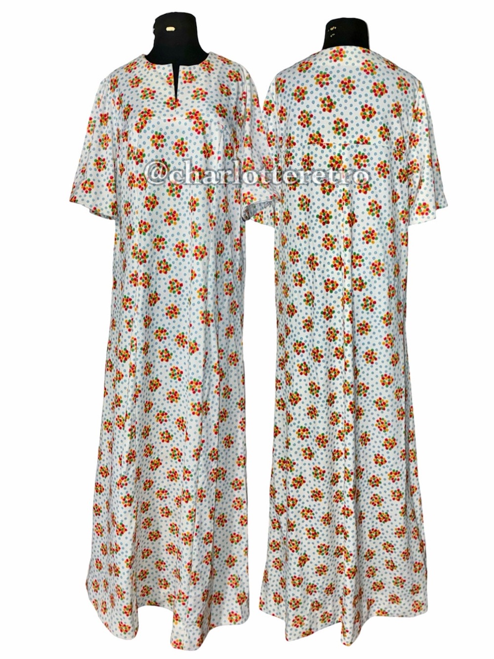 vtg Floral Polyester Double Knit House Dress